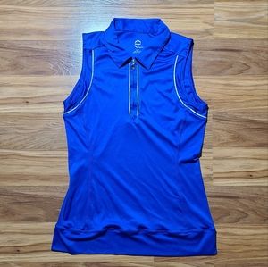EP Short Sleeve Zip Blue Golf Sleeveless Shirt